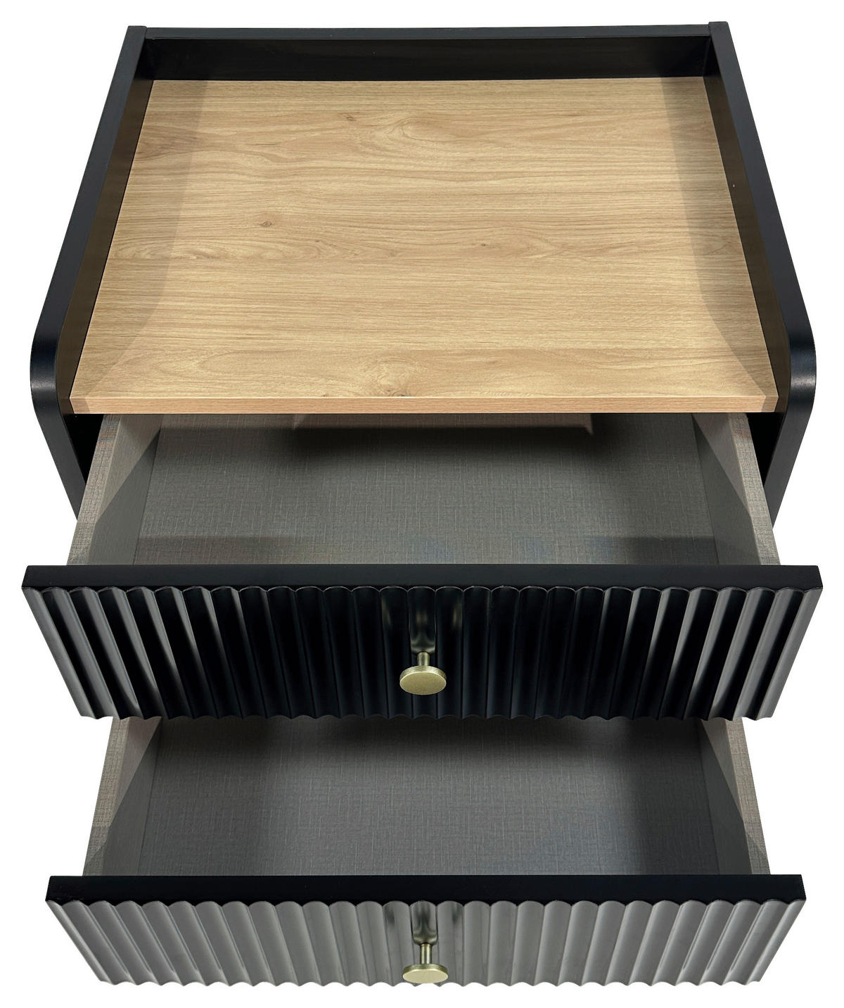 SÄNGBORD i svart, ekfärgad  - svart/guldfärgad, Design, metall/trämaterial (50/54/40cm) - Xora