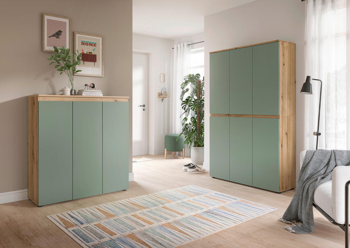 GARDEROBENSCHRANK  in 235/175/37 cm  - Eichefarben/Schwarz, Design, Holzwerkstoff/Kunststoff (235/175/37cm) - Livetastic