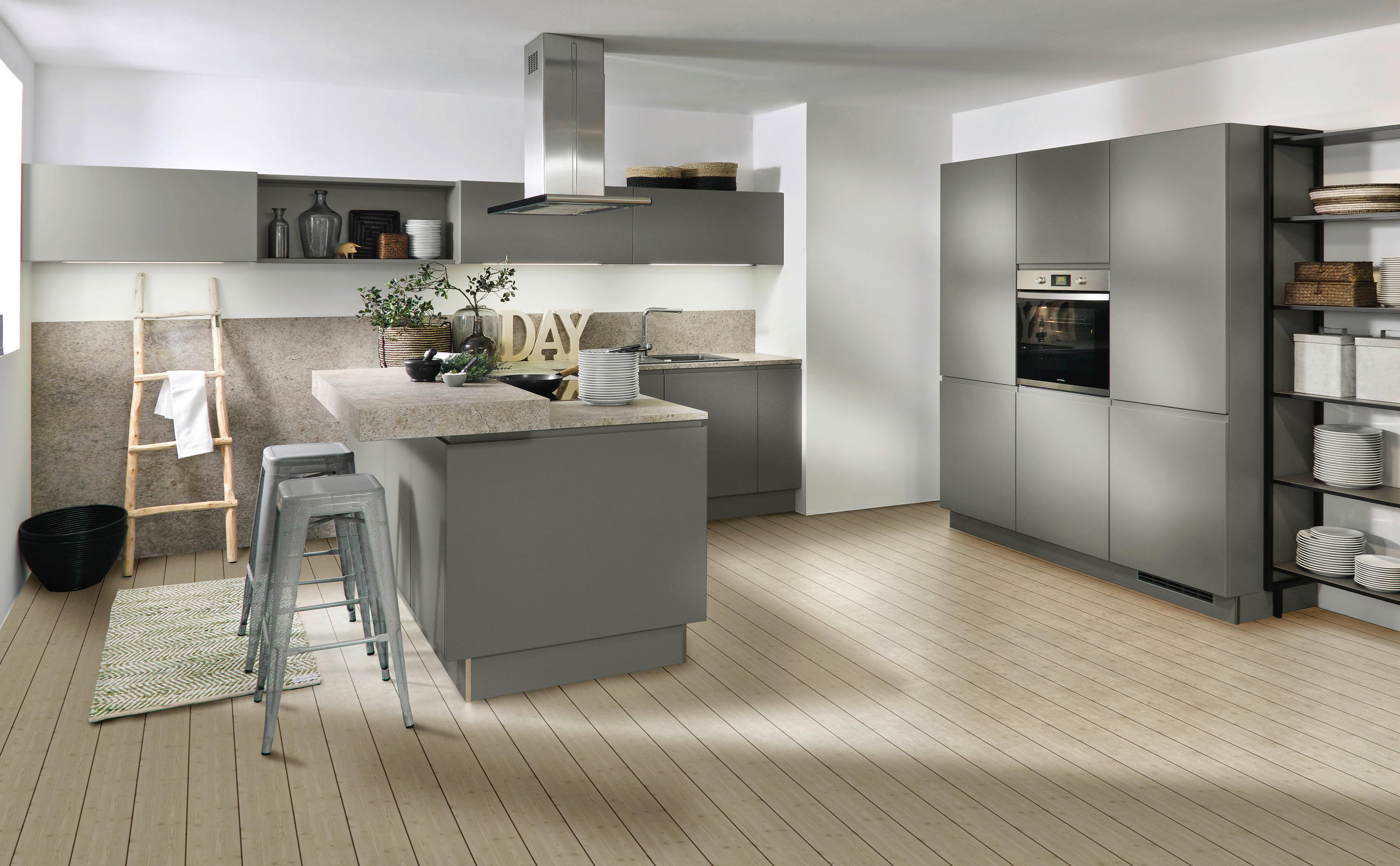 EINBAUKÜCHE SIGMA LACK  - Grau, Design, Holzwerkstoff - Nolte Küchen