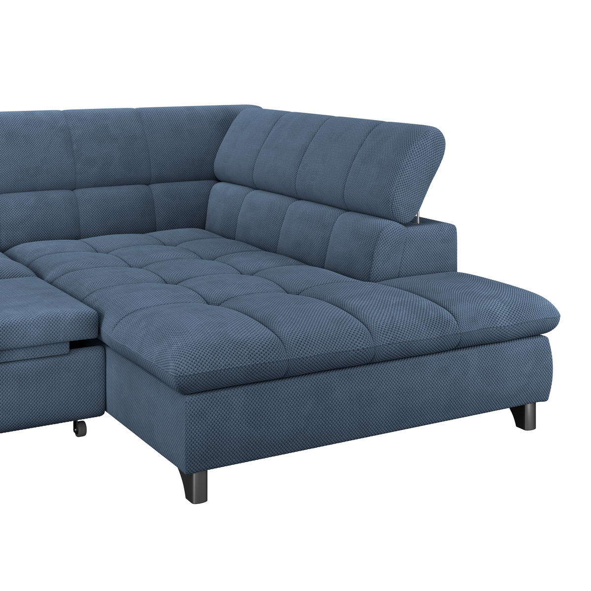 ECKSOFA Dunkelblau Chenille  - Chromfarben/Dunkelblau, KONVENTIONELL, Textil/Metall (312/234cm) - Livetastic