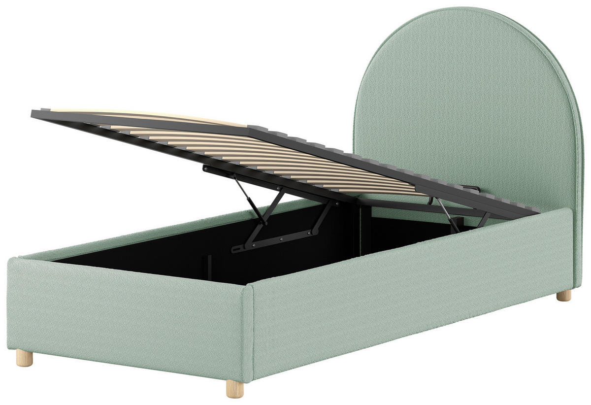 KINDER-/JUNIORBETT - Naturfarben/Grün, ROMANTIK / LANDHAUS, Holz/Textil (90/200cm) - Vipack