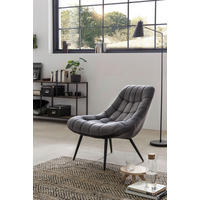 XXL-SESSEL Samt Grau, Schwarz    - Schwarz/Grau, MODERN, Textil/Metall (76/85,6/85,6cm) - Livetastic