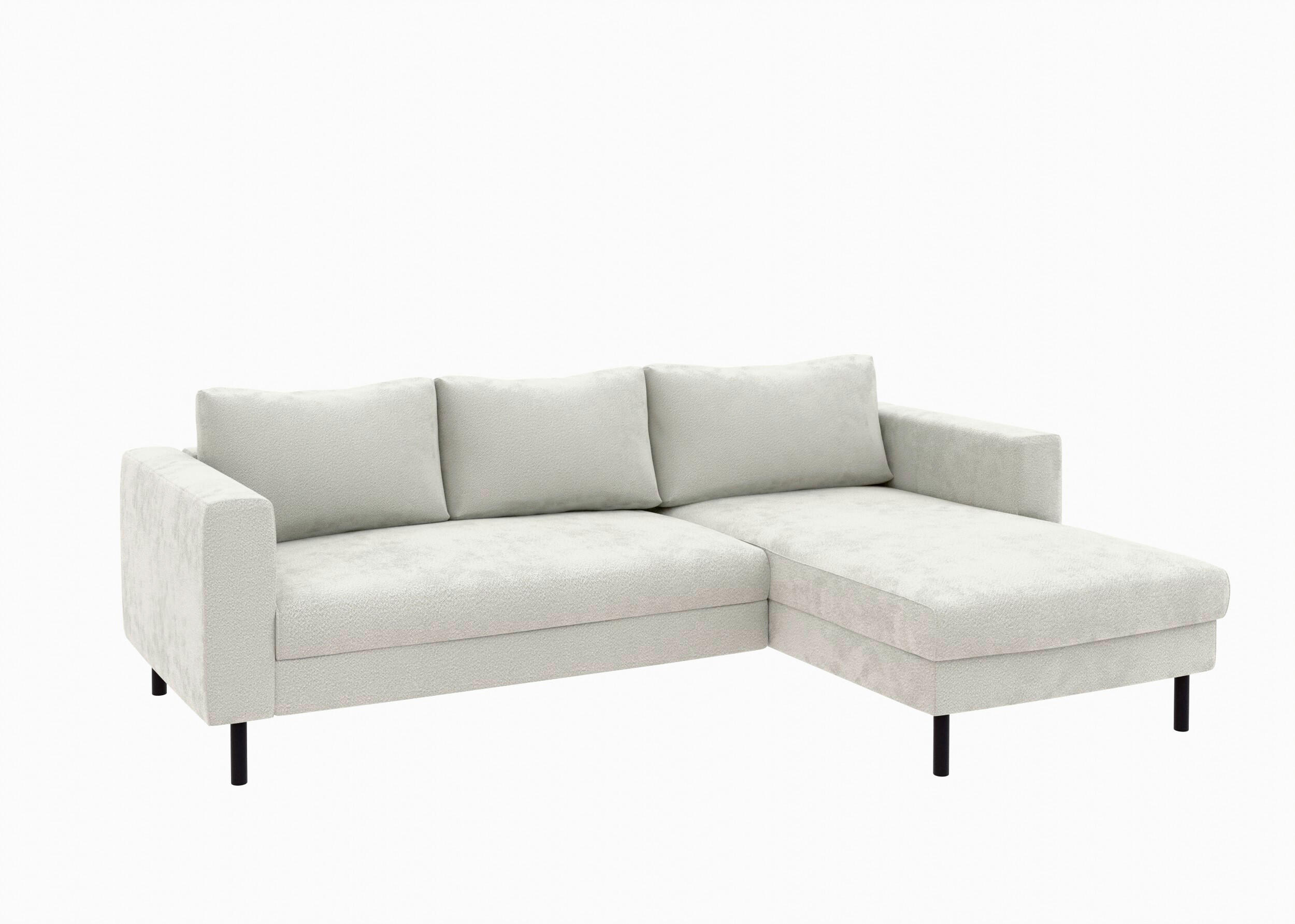 ECKSOFA Struktur Weiss  - Weiss/Schwarz, Modern, Textil/Metall (232/161cm) - Trendmanufaktur