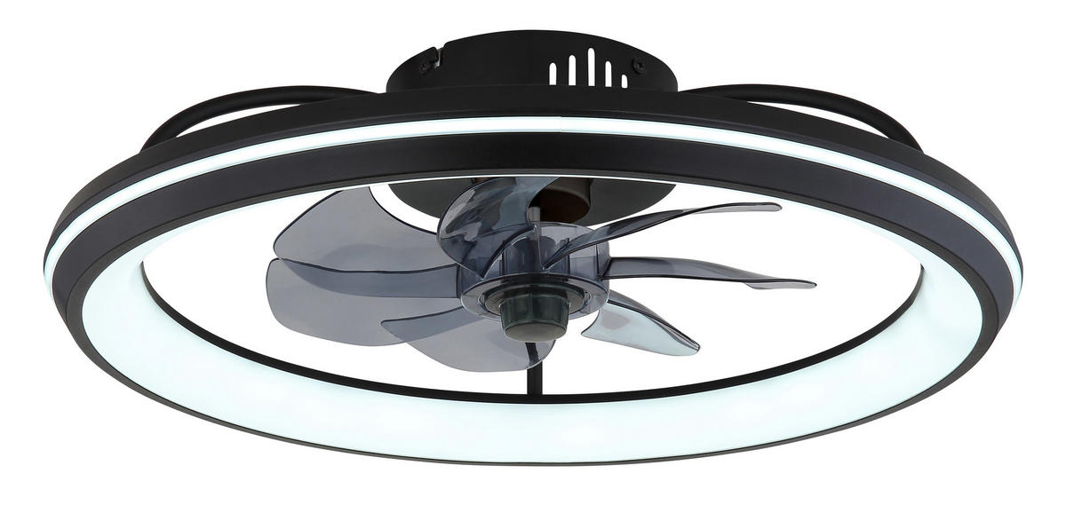 DECKENVENTILATOR  50/14 cm    - Opal/Schwarz, Design, Kunststoff/Metall (50/14cm) - Globo
