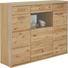 HIGHBOARD Eiche furniert, massiv geölt Eichefarben - Edelstahlfarben/Eichefarben, KONVENTIONELL, Glas/Holz (154/121/39cm) - Cantus