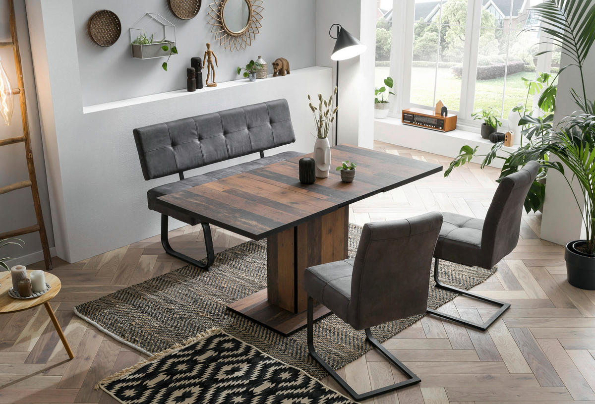 TISCHGRUPPE in Metall, Textil, Holzwerkstoff Anthrazit, Alteiche  - Alteiche/Anthrazit, MODERN, Holzwerkstoff/Textil (120 - 160/76/80cm) - MID.YOU