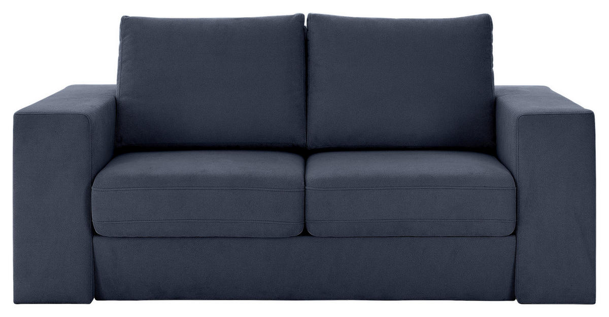 DREISITZER-SOFA inkl. Hocker Webstoff Dunkelblau  - Eichefarben/Dunkelblau, Design, Holz/Textil (212/96/107cm) - LOOKS by W.Joop