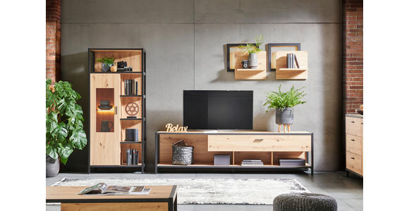 TV-ELEMENT Anthrazit, Eichefarben 215/57/46 cm - Eichefarben/Anthrazit, Design, Holzwerkstoff/Metall (215/57/46cm) - Carryhome