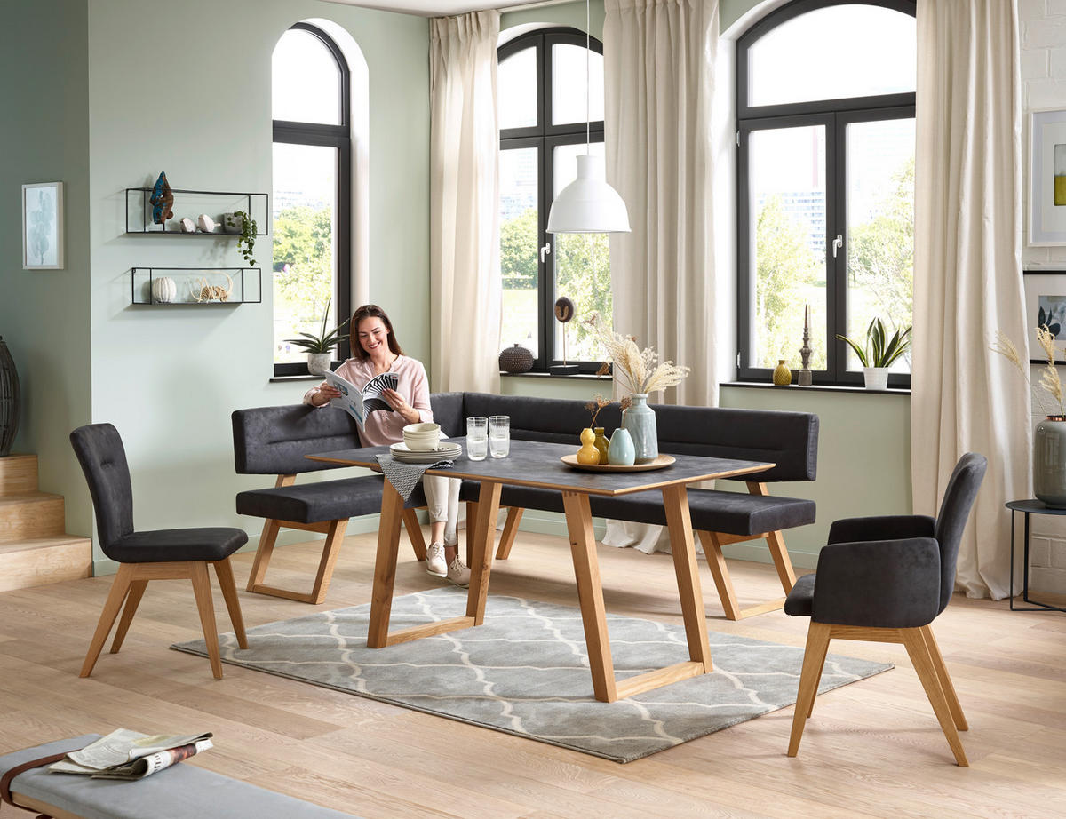 ESSTISCH Holz, Kunststoff 160/90/76 cm  - Eichefarben/Grau, Konventionell, Holz/Kunststoff (160/90/76cm) - Dieter Knoll