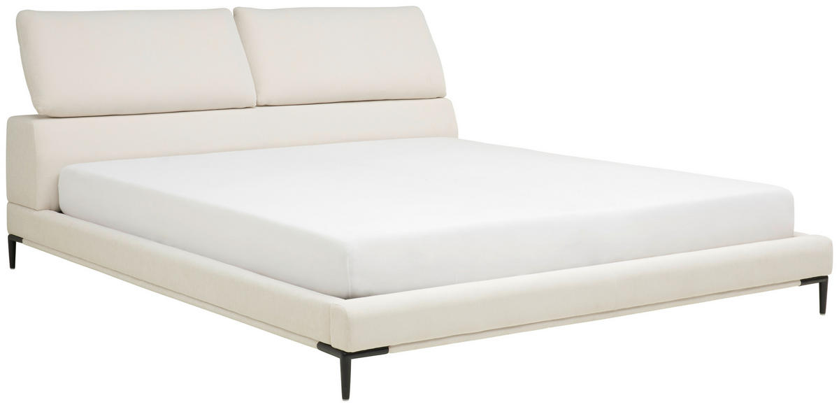 POLSTERBETT 180/200 cm  in Creme  - Creme/Schwarz, Modern, Holz/Textil (180/200cm) - Livetastic