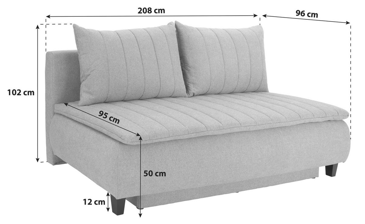 BOXSPRINGSOFA Webstoff Greige  - Greige/Schwarz, MODERN, Holz/Textil (208/102/96cm) - MID.YOU