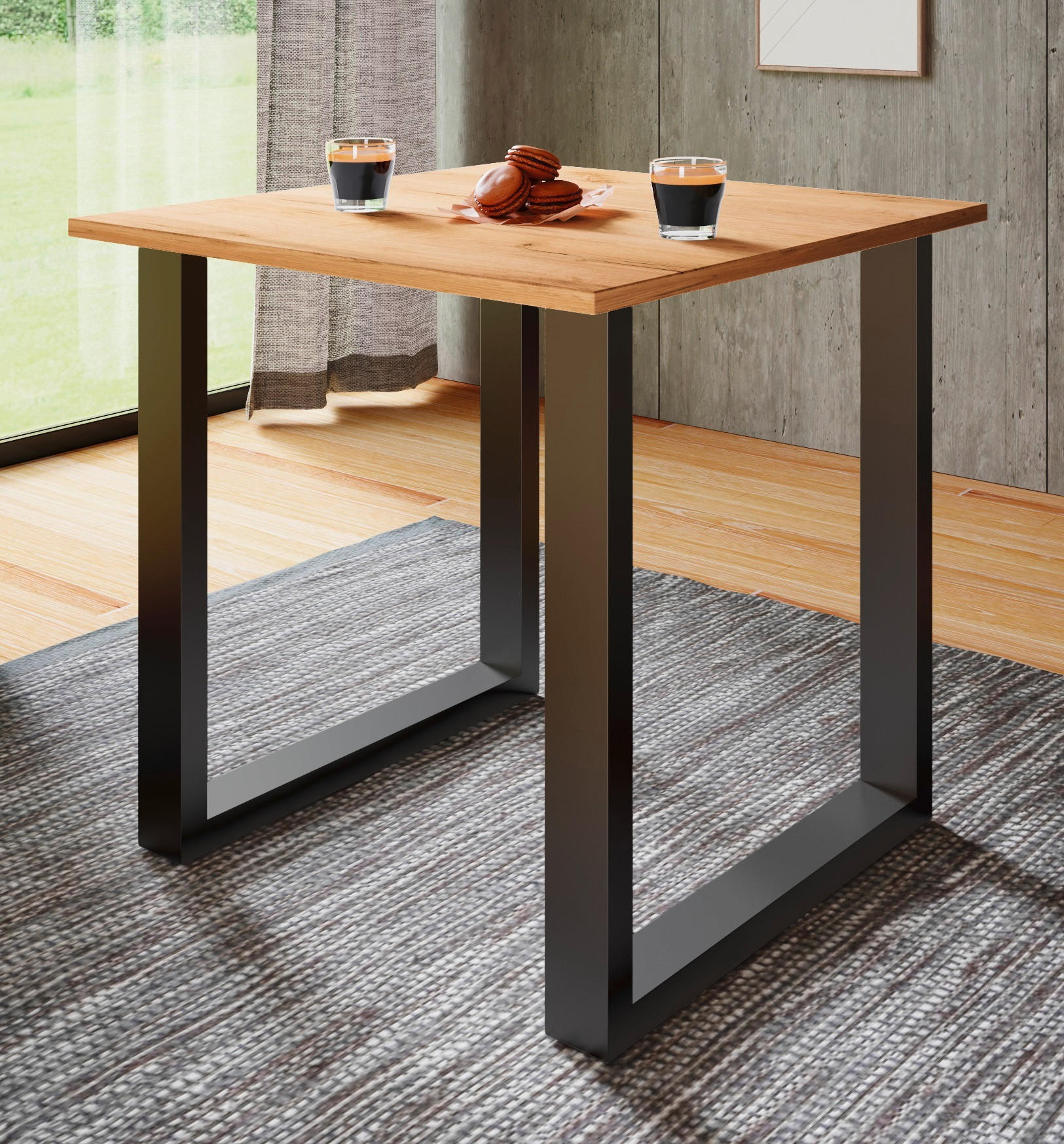 SCHREIBTISCH  in Schwarz, Honigeiche  - Honigeiche/Schwarz, Design, Holzwerkstoff/Metall (80/76/80cm) - MID.YOU