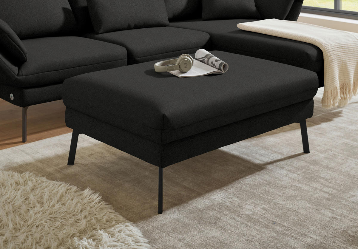 ECKSOFA  in Flachgewebe Anthrazit  255-365/175-224 cm  - Anthrazit/Schwarz, Design, Textil/Metall (255-365/175-224cm) - Dieter Knoll