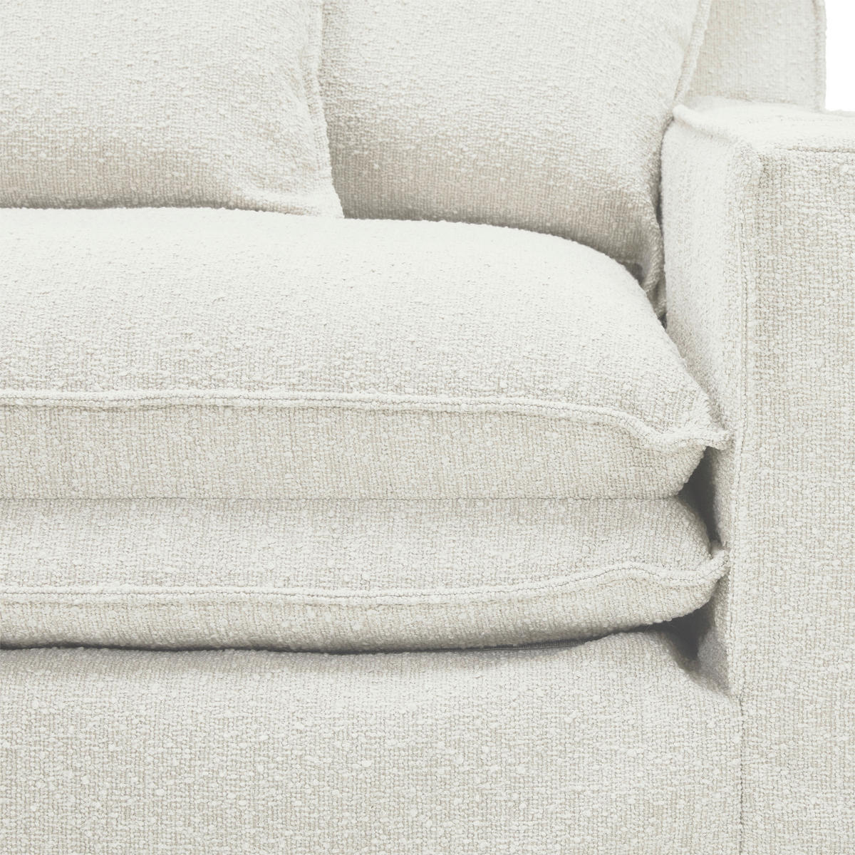 HUSSEN-SESSEL in Bouclé Weiss  - Weiss/Schwarz, Trend, Kunststoff/Textil (129/92/105cm) - Livetastic