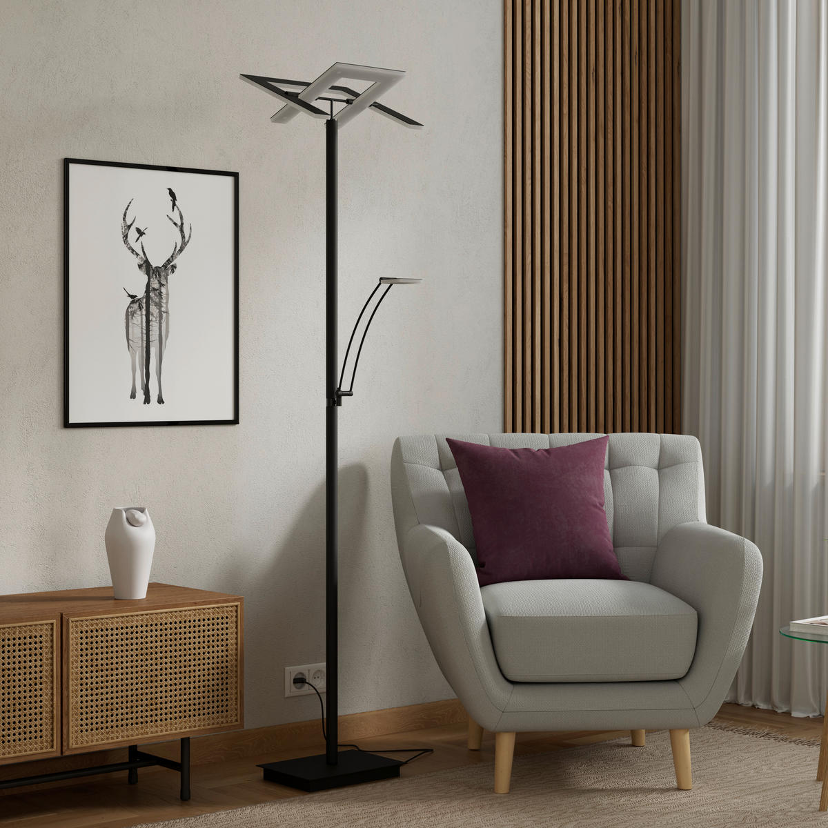 LED-DECKENFLUTER Niko 35/180 cm  - Schwarz, KONVENTIONELL, Kunststoff/Metall (35/180cm) - Dieter Knoll