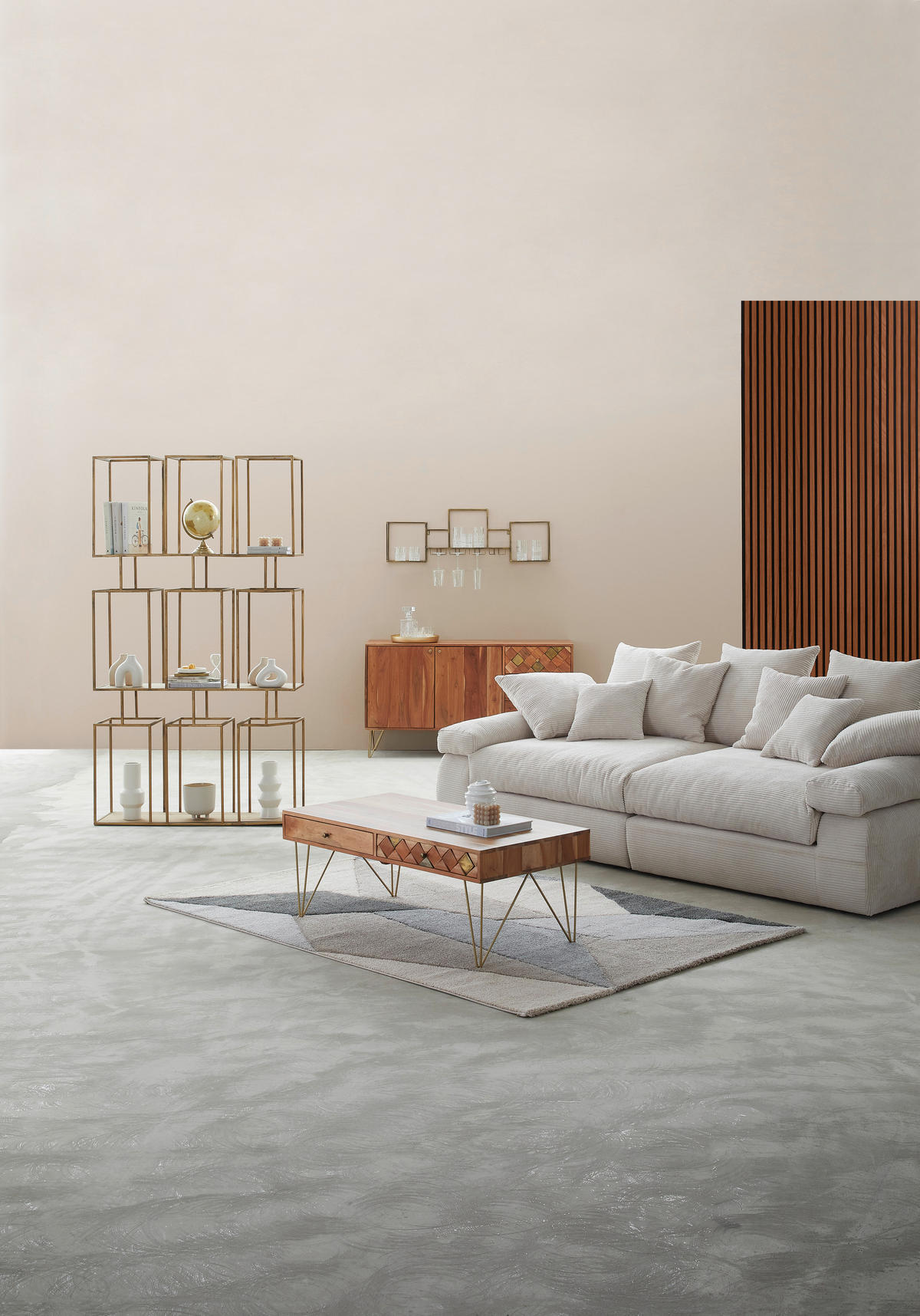 VELIKA SOFA prirodna boja  - prirodna boja/crna, Dizajnerski, tekstil/plastika (260/90/140cm) - Ambia Home