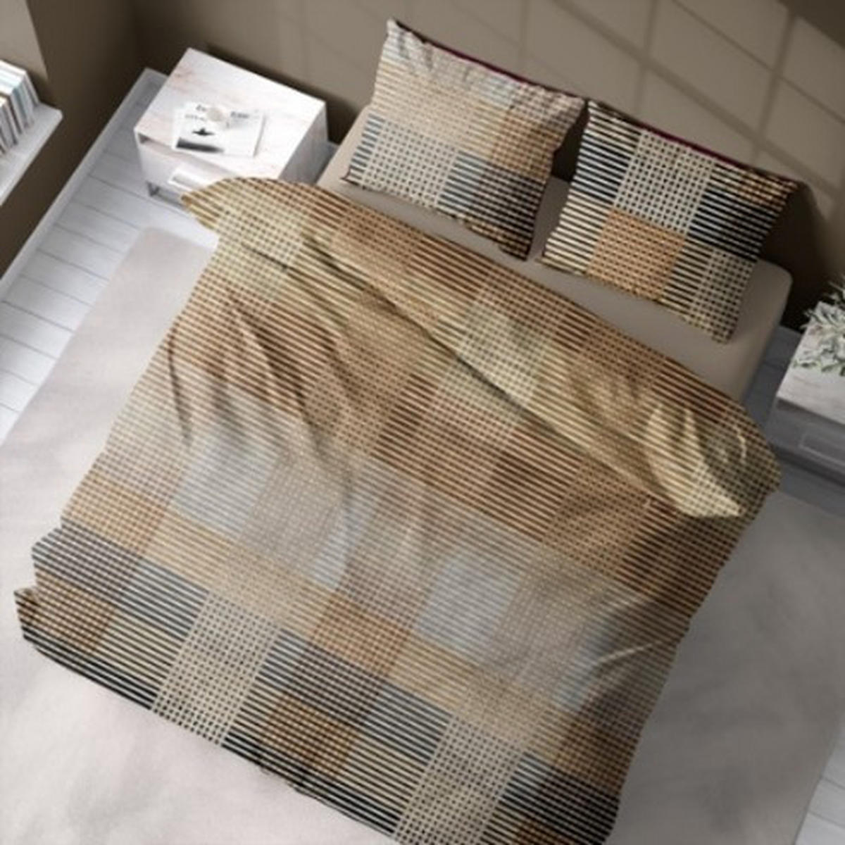 POSTEĽNÁ BIELIZEŇ, flanel, hnedá, 140/200 cm - hnedá, textil (140/200cm) - Novel