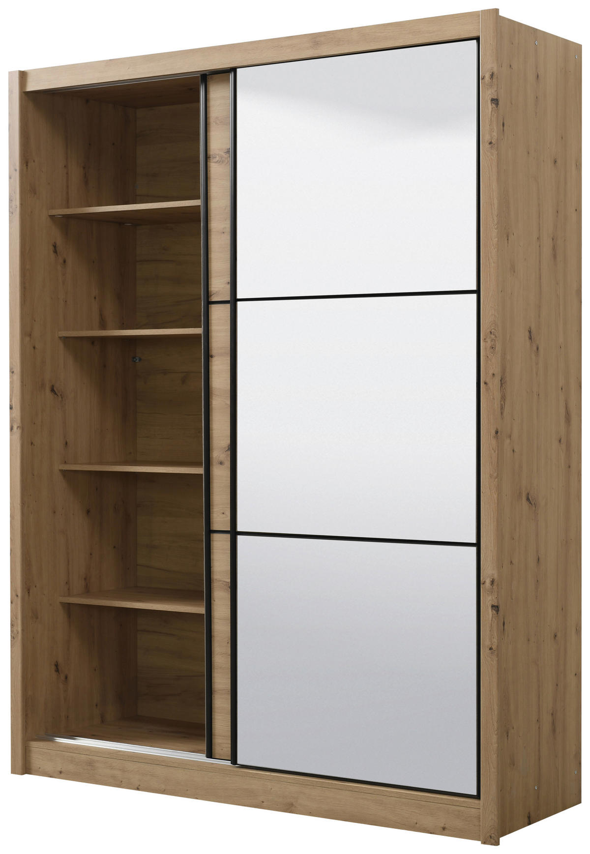 SCHIEBETÜRENSCHRANK 166/215,5/60 cm 2-türig Eiche Artisan  - Schwarz/Eiche Artisan, Basics, Glas/Holzwerkstoff (166/215,5/60cm) - Xora