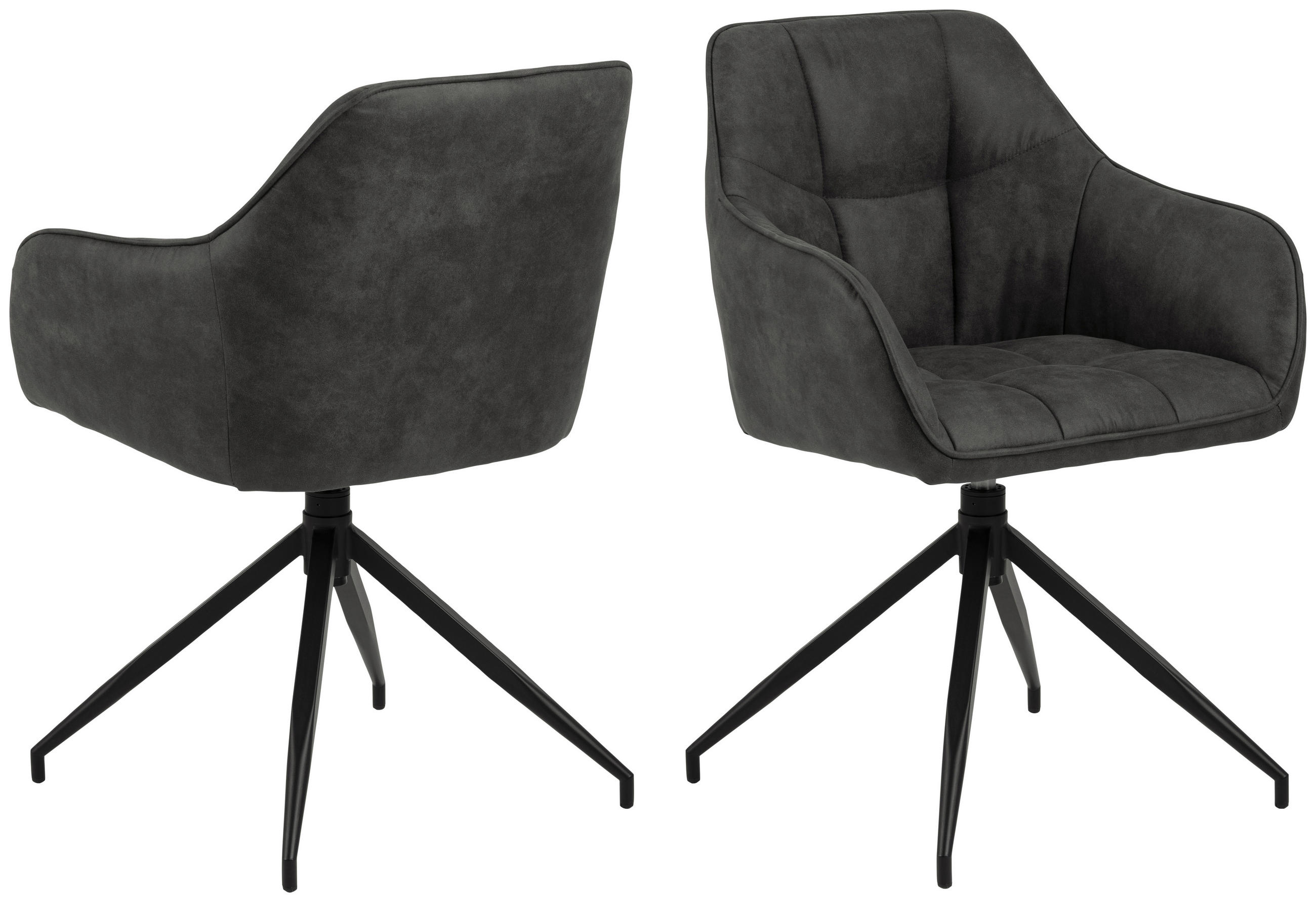 STOL   sammet  antracit, svart  - svart/antracit, Design, metall/textil (59/84,5/54,5cm) - Novel