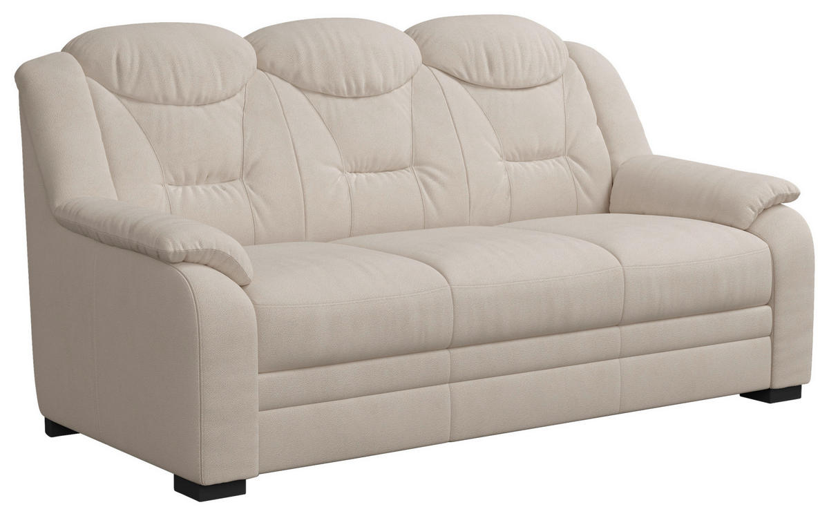 3-SITZER-SOFA Chenille Beige  - Beige/Schwarz, Basics, Kunststoff/Textil (189/99/99cm) - MID.YOU