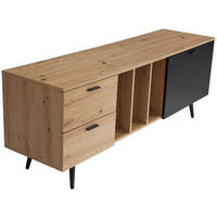 NIZKA OMARICA črna, barve hrasta  - črna/barve hrasta, Design, kovina/leseni material (150/55/40cm) - Livetastic