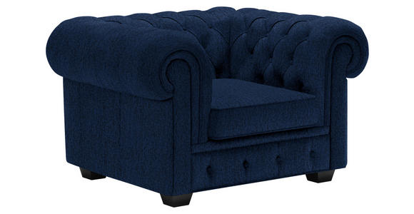 CHESTERFIELD-SESSEL - Wengefarben/Dunkelblau, LIFESTYLE, Holz/Textil (115/76,5/96cm) - Landscape