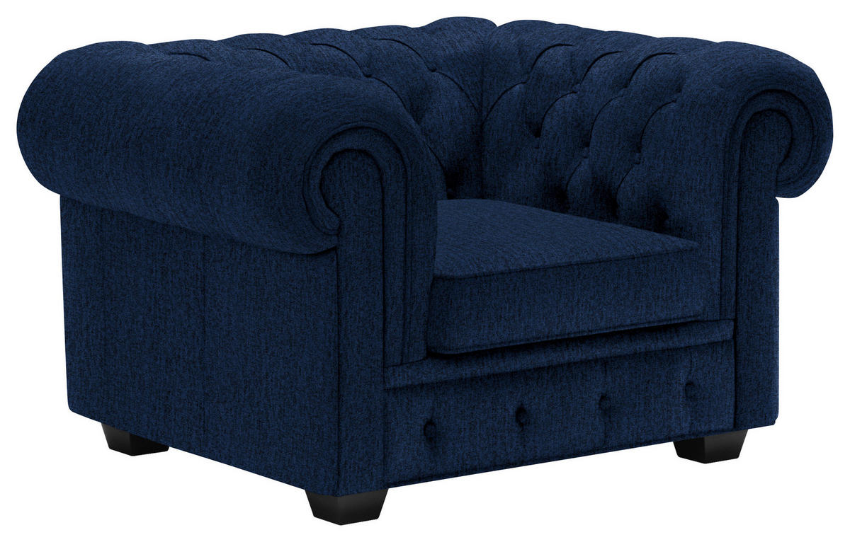 CHESTERFIELD-SESSEL - Wengefarben/Dunkelblau, LIFESTYLE, Holz/Textil (115/76,5/96cm) - Landscape
