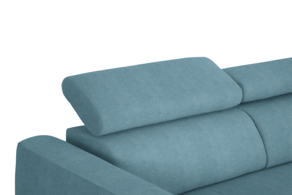 ECKSOFA Türkis Feincord  - Türkis/Schwarz, Design, Textil/Metall (280/205cm) - Xora
