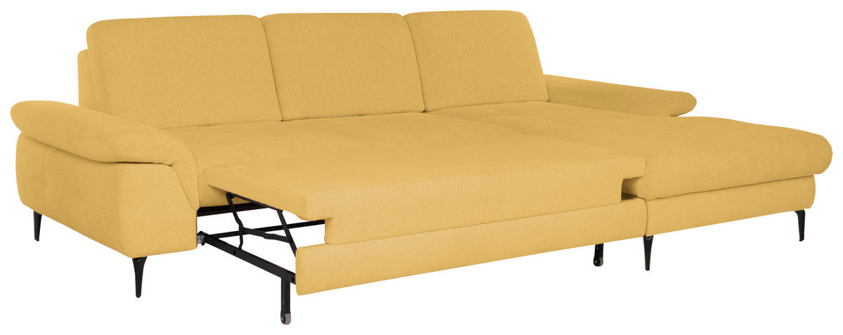 ECKSOFA ALMA Gelb Chenille  - Gelb/Schwarz, Design, Textil/Metall (285/191cm) - Livetastic