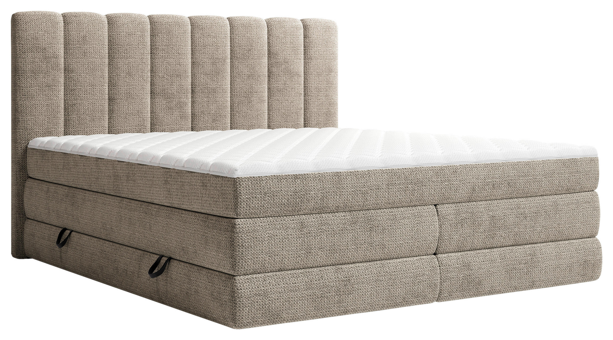 BOXSPRINGBETT 140/200 cm,  in Braun, Bettkasten, Matratzen, H2 + H3 = mittel + fest  - Schwarz/Braun, KONVENTIONELL, Kunststoff/Textil (140/200cm) - Carryhome