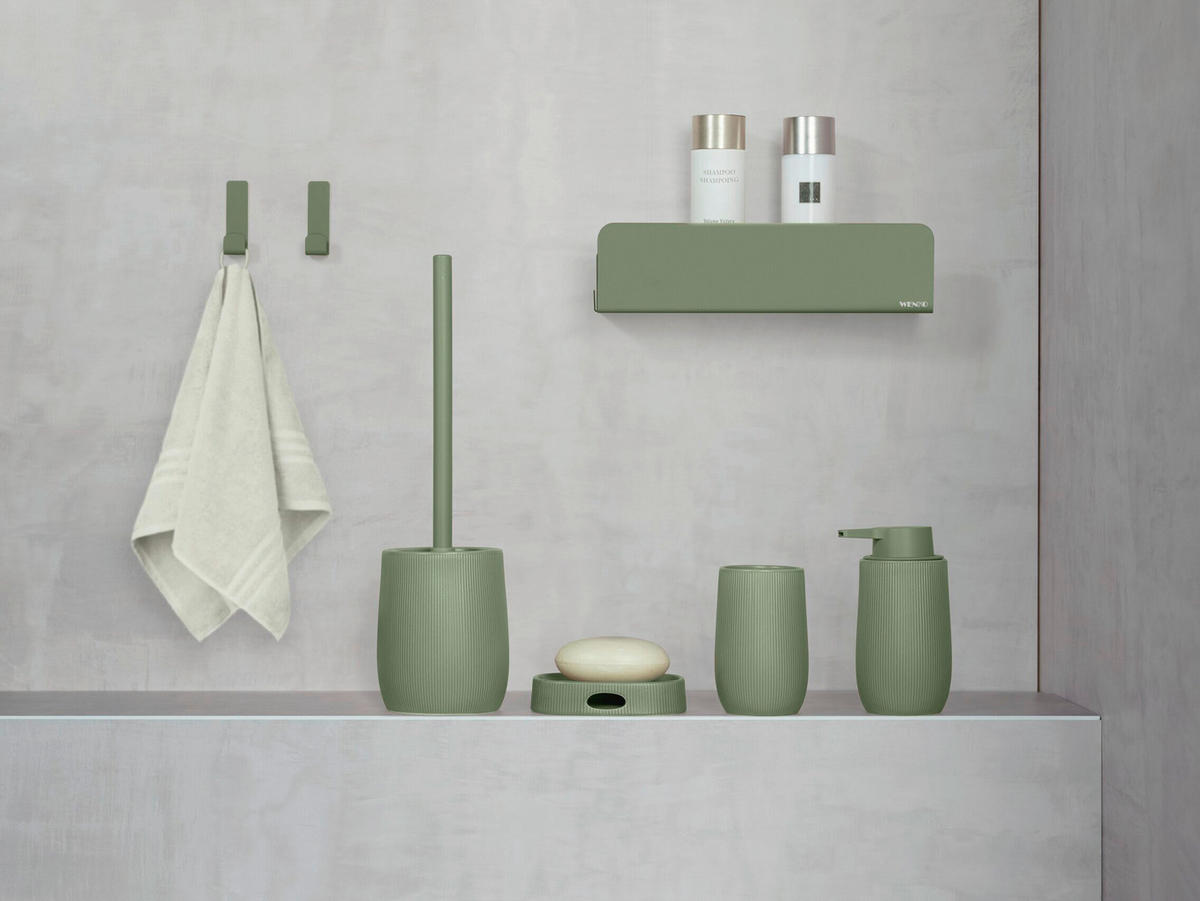 WC-BÜRSTENGARNITUR - Grün, Basics, Keramik/Kunststoff (12/39,5/12cm) - Wenko