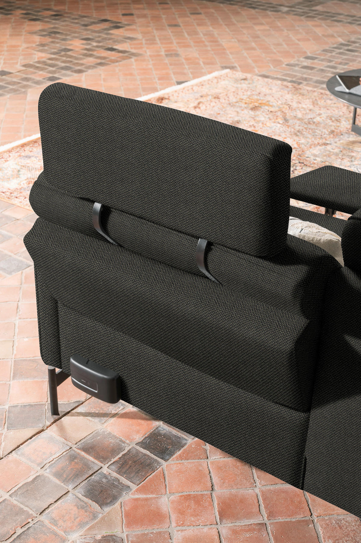 ECKSOFA in Flachgewebe Anthrazit  - Anthrazit, Design, Textil/Metall (230/254cm) - Johann Jakob