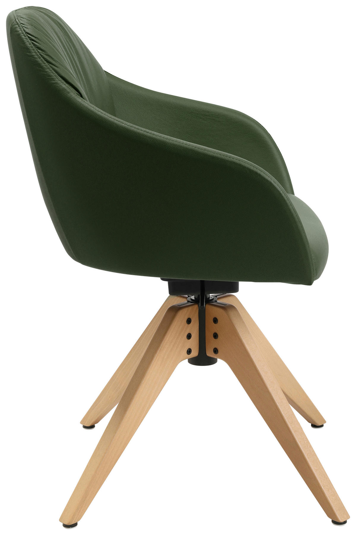 ARMLEHNSTUHL  in Echtleder pigmentiert  - Eichefarben/Grün, Design, Leder/Holz (58/82,5-85,2/60cm) - Johann Jakob