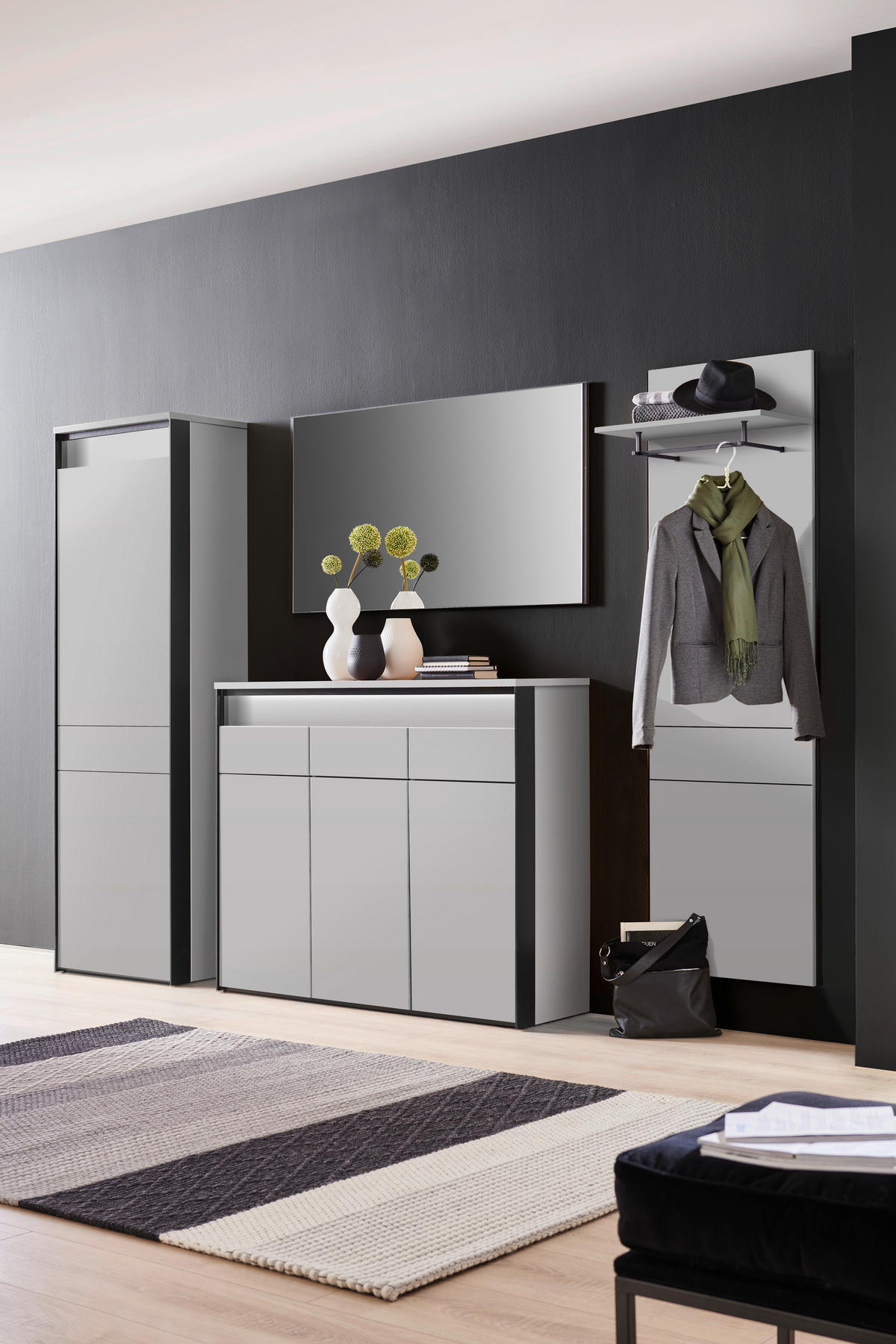 GARDEROBE - Kaschmir/Schwarz, KONVENTIONELL, Holzwerkstoff (268/490/108cm) - Voleo