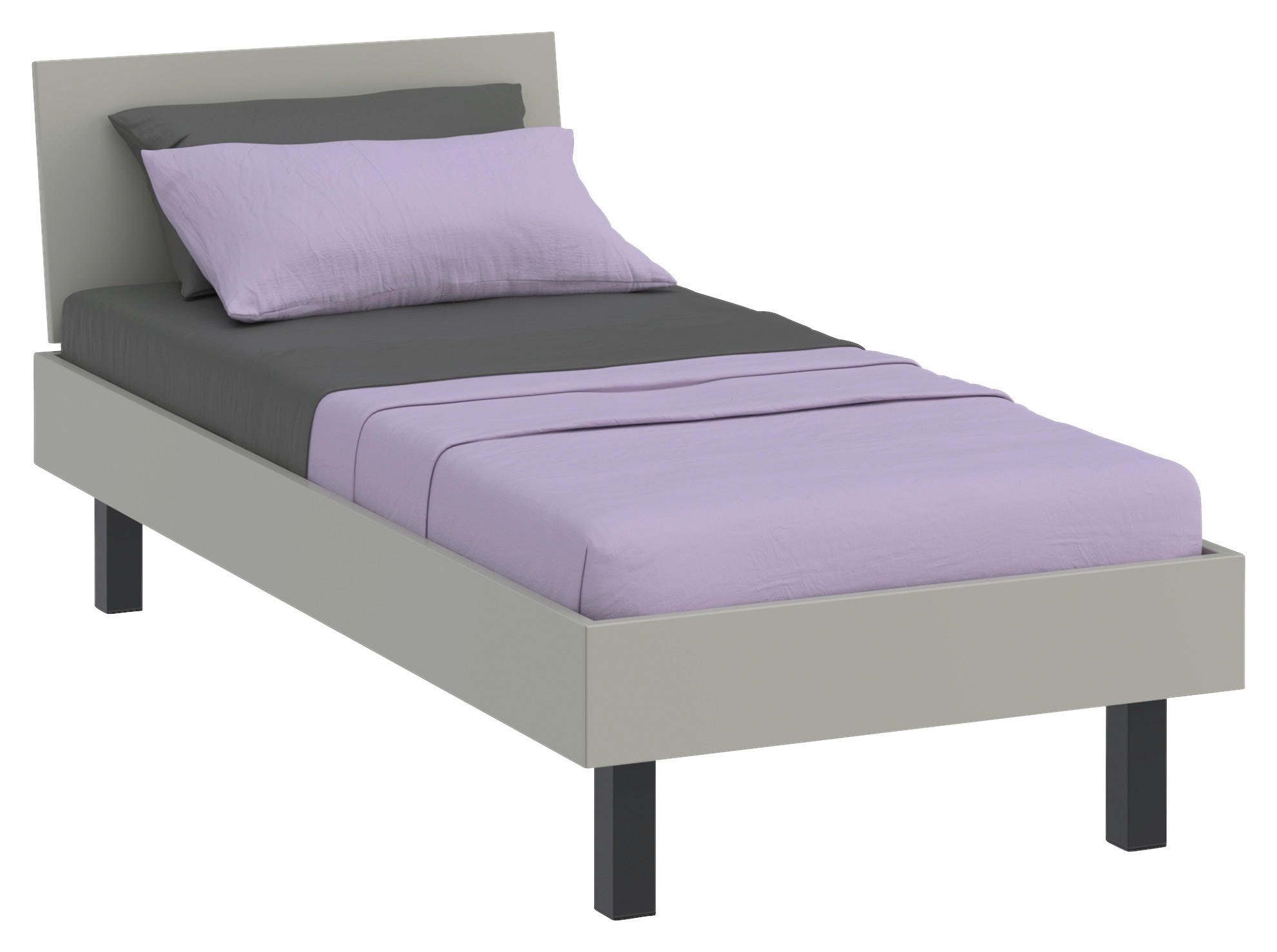 BETT 90/200 cm  in Hellgrau  - Hellgrau/Schwarz, Design, Holzwerkstoff/Metall (90/200cm) - Xora
