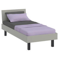 BETT in Hellgrau  - Hellgrau/Schwarz, Design, Holzwerkstoff/Metall (90/200cm) - Xora