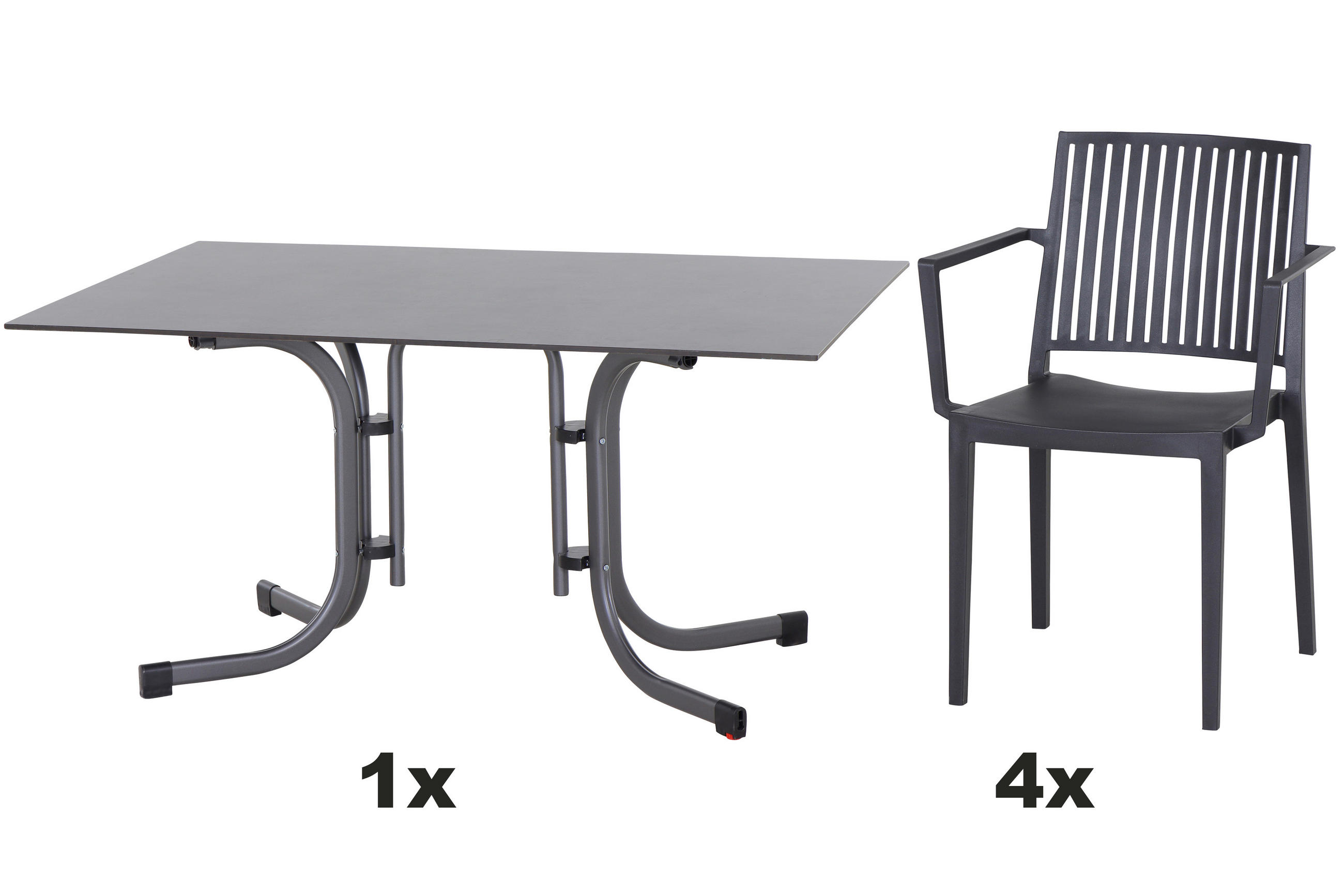 Siena Garden Gartengarnitur Urban Lights Anthrazit 90x80x140 cm