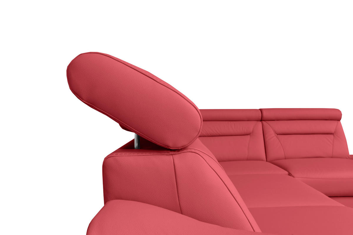 ECKSOFA  in Lederlook Echtleder Rot  - Wengefarben/Rot, Design, Leder/Holz (212/260cm) - Celina Home