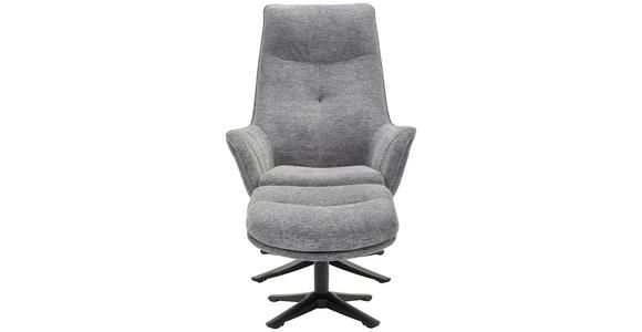 RELAXSESSELSET Webstoff Relaxfunktion, Hocker - Schwarz/Grau, Design, Textil/Metall (73/108/83cm) - Cantus