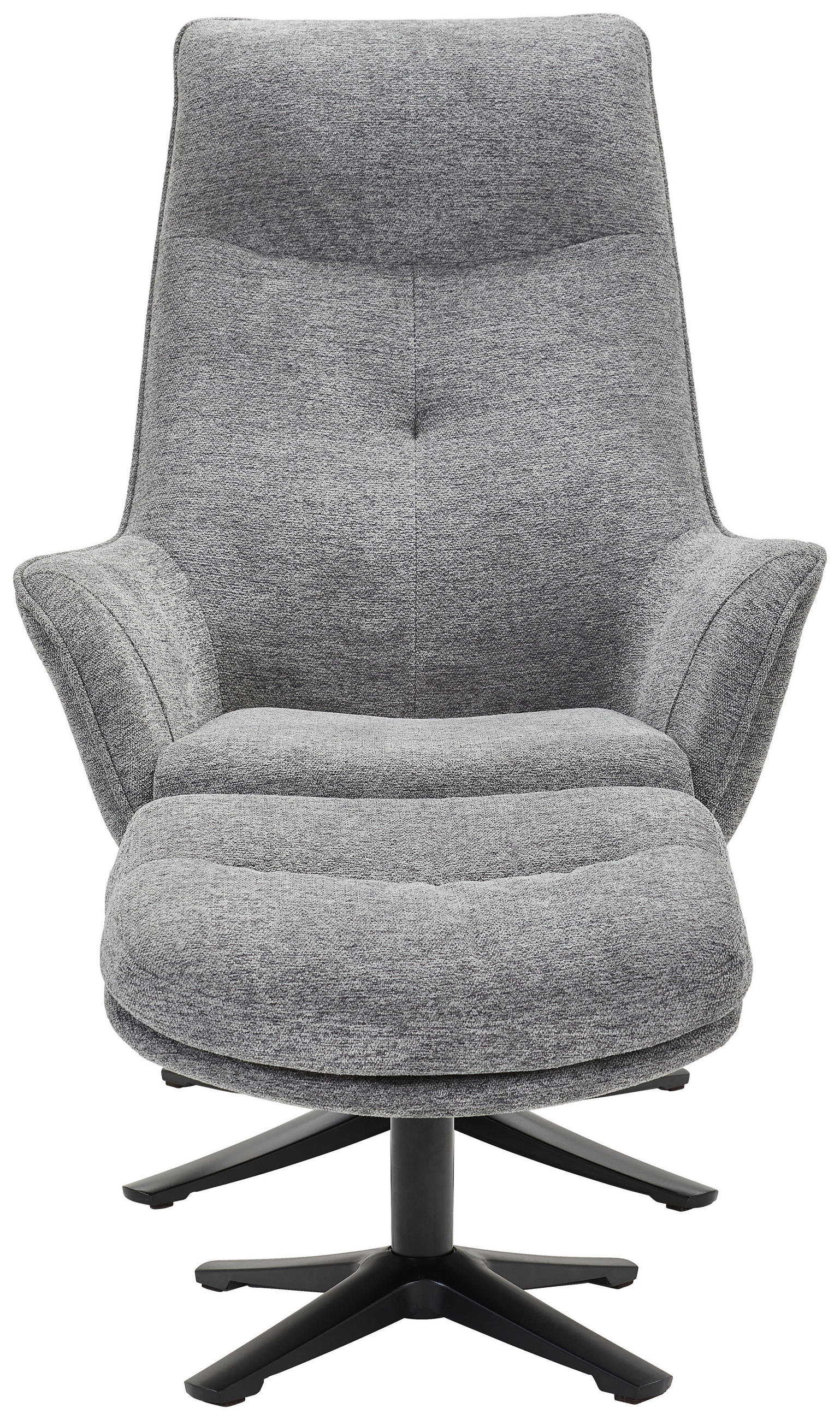 RELAXSESSELSET Webstoff Relaxfunktion, Hocker    - Schwarz/Grau, Design, Textil/Metall (73/108/83cm) - Cantus