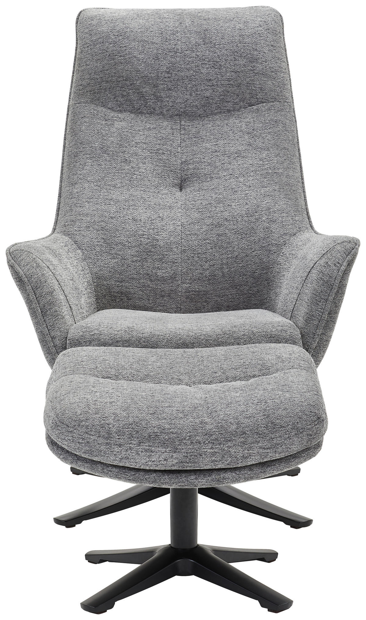 RELAXSESSELSET Webstoff Relaxfunktion, Hocker    - Schwarz/Grau, Design, Textil/Metall (73/108/83cm) - Cantus
