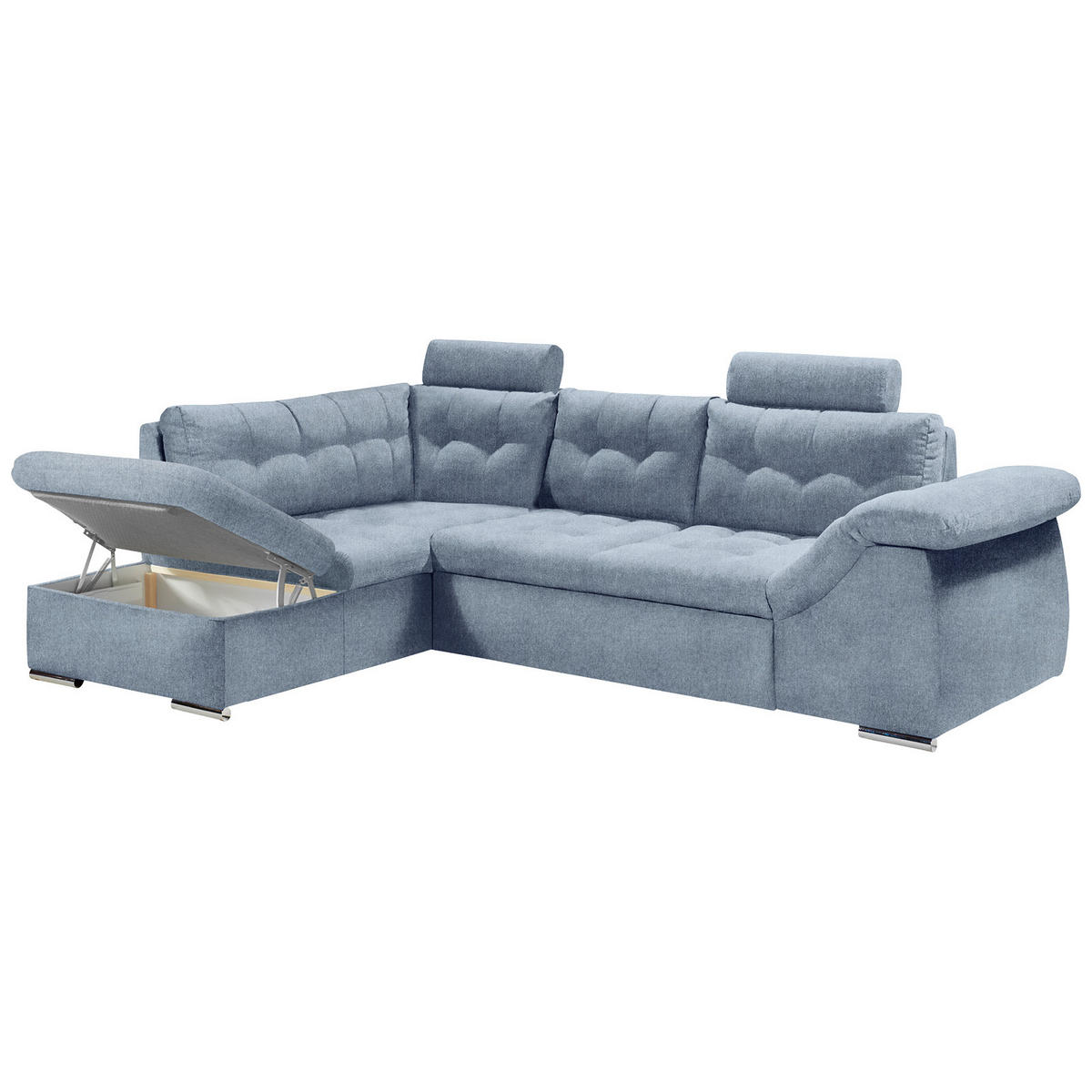 ECKSOFA in Mikrovelours Blau  - Blau, Konventionell, Holzwerkstoff/Kunststoff (193/283cm) - MID.YOU