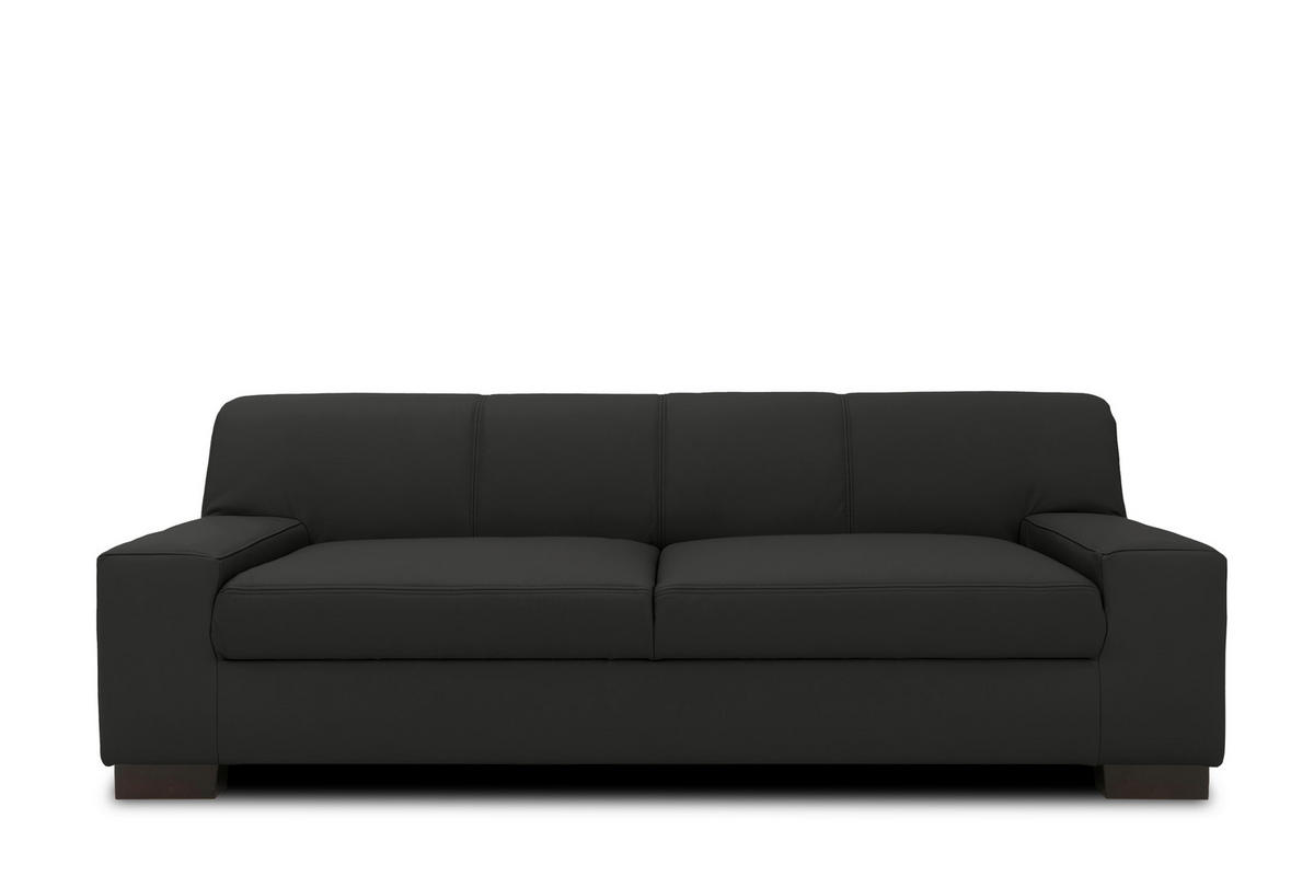 3-SITZER-SOFA in Lederlook Schwarz  - Wengefarben/Schwarz, Design, Holz/Textil (212/74/85cm) - MID.YOU