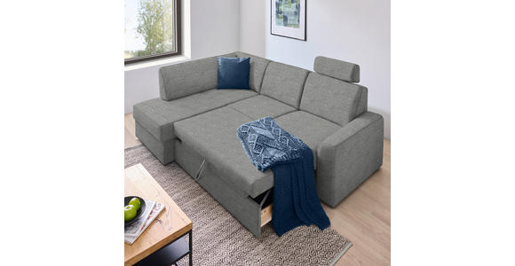 ECKSOFA  in Webstoff Hellgrau  165/224 cm  - Hellgrau/Schwarz, KONVENTIONELL, Kunststoff/Textil (165/224cm) - Xora