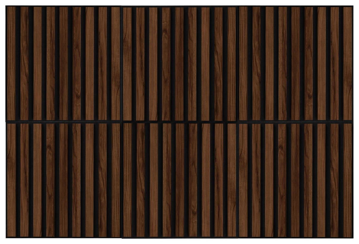 AKUSTIKPANEEL 6er-Set Nachbildung 6 Stück  - Walnussfarben, Design, Holzwerkstoff/Textil (40/40/1,8cm) - Xora