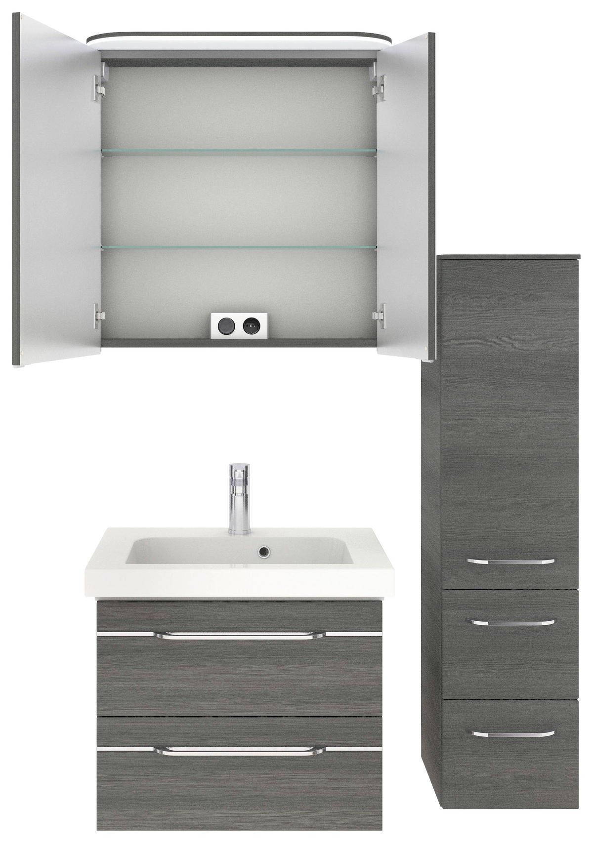 BADEZIMMER 4-teilig  in 100 cm  - Chromfarben/Graphitfarben, KONVENTIONELL, Glas/Holzwerkstoff (100cm) - Pelipal