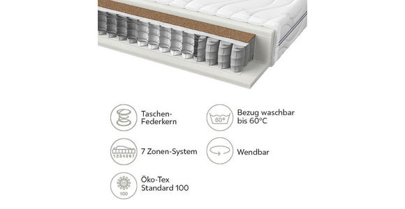 TASCHENFEDERKERNMATRATZE 160/200 cm  - KONVENTIONELL, Textil (160/200cm) - Sleeptex