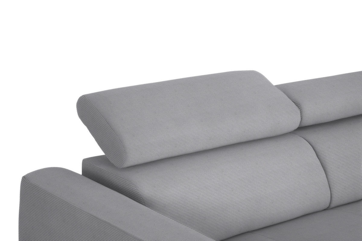 ECKSOFA Grau Feincord  - Schwarz/Grau, Design, Textil/Metall (280/205cm) - Xora
