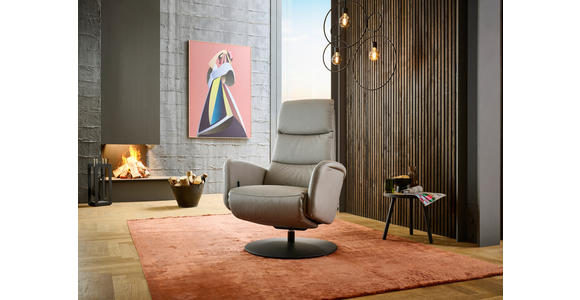 RELAXSESSEL in Leder Greige  - Greige/Schwarz, Design, Leder/Metall (76/108/86cm) - Dieter Knoll