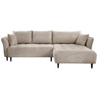 ECKSOFA in Chenille Creme  - Creme/Schwarz, Konventionell, Holz/Textil (290/160cm) - MID.YOU